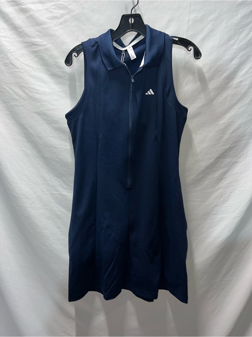 adidas Navy Sleeveless Zip-Front Tennis Dress with shorts